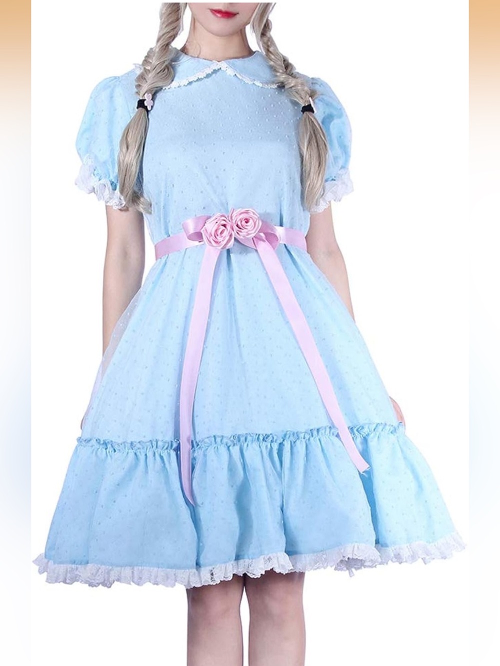 3XL ROLECOS Womens Grady Twins Costume Blue Creepy Doll Dress
Womens Puff Sleeve